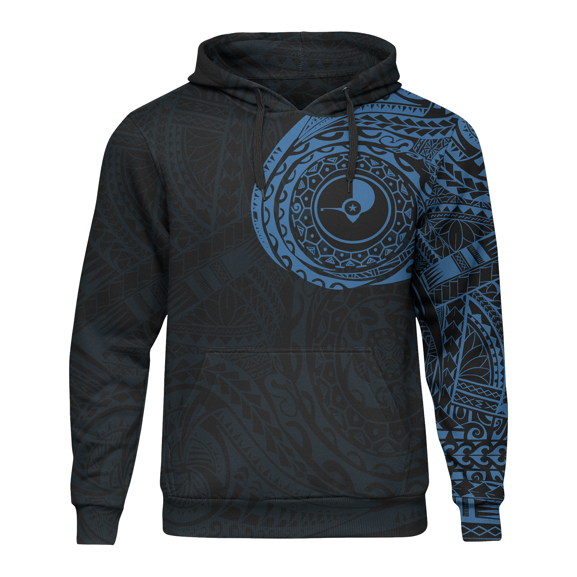 Micronesia All Over Print Hoodie Yap In My Heart Blue Unisex Black - Polynesian Pride