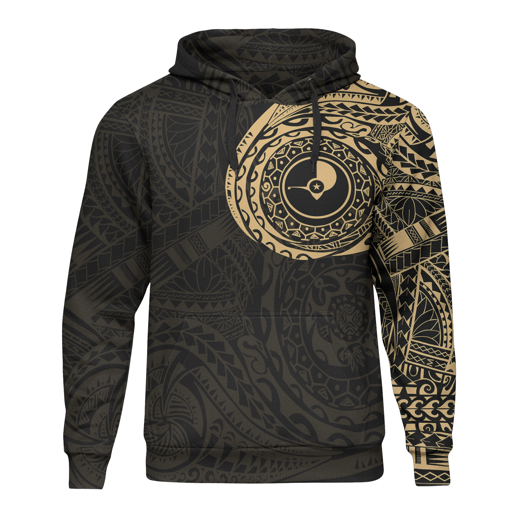 Micronesia All Over Print Hoodie Yap In My Heart Gold Unisex Black - Polynesian Pride