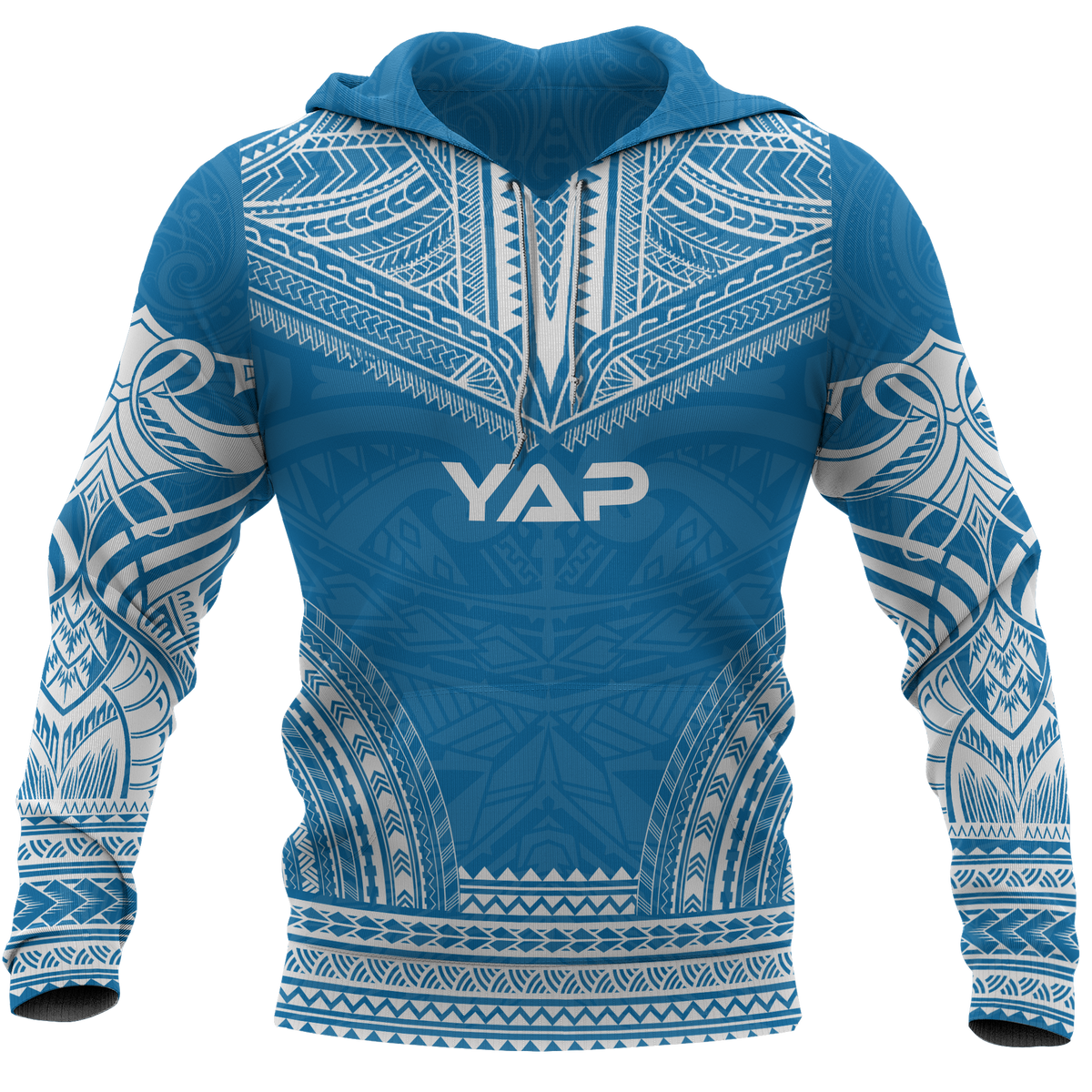 Yap Polynesian Chief Hoodie Unisex Blue - Polynesian Pride
