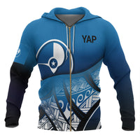 Yap Coat of Arms Zip up Hoodie Polynesian Pattern Unisex Blue - Polynesian Pride