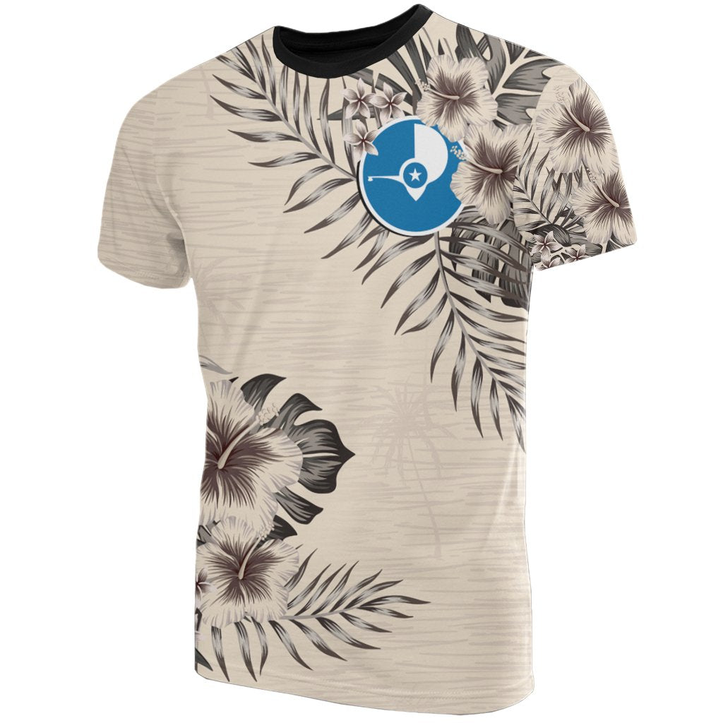 Yap T Shirt Yap Flag Beige Hibiscus Unisex Beige - Polynesian Pride