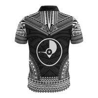 Yap Custom Polo Shirt Yap Flag Polynesian Chief Tattoo Black Version - Polynesian Pride