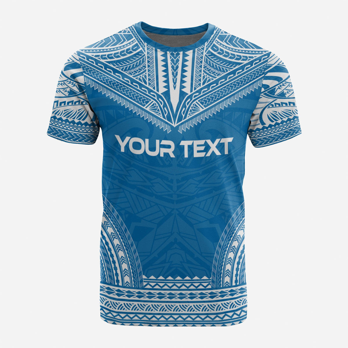 Yap Custom T Shirt Yap Flag Polynesian Chief Tattoo Blue Version - Polynesian Pride