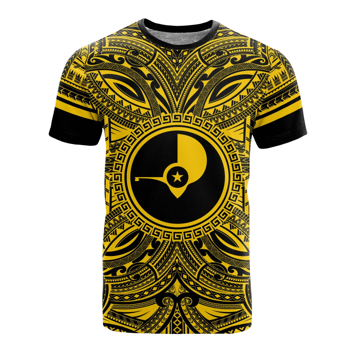 Yap T Shirt Yap Coat of Arms Polynesian Gold Black Unisex Gold - Polynesian Pride
