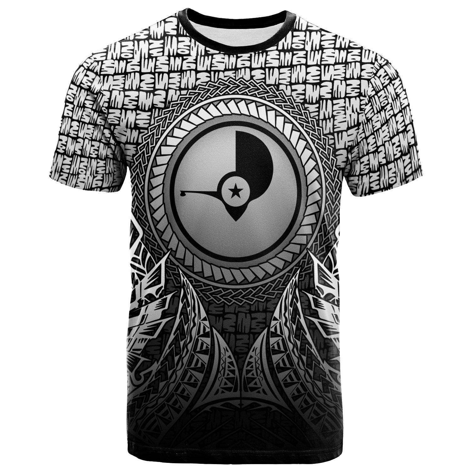 Yap Micronesian T Shirt Circle Pattern Black Unisex Black - Polynesian Pride