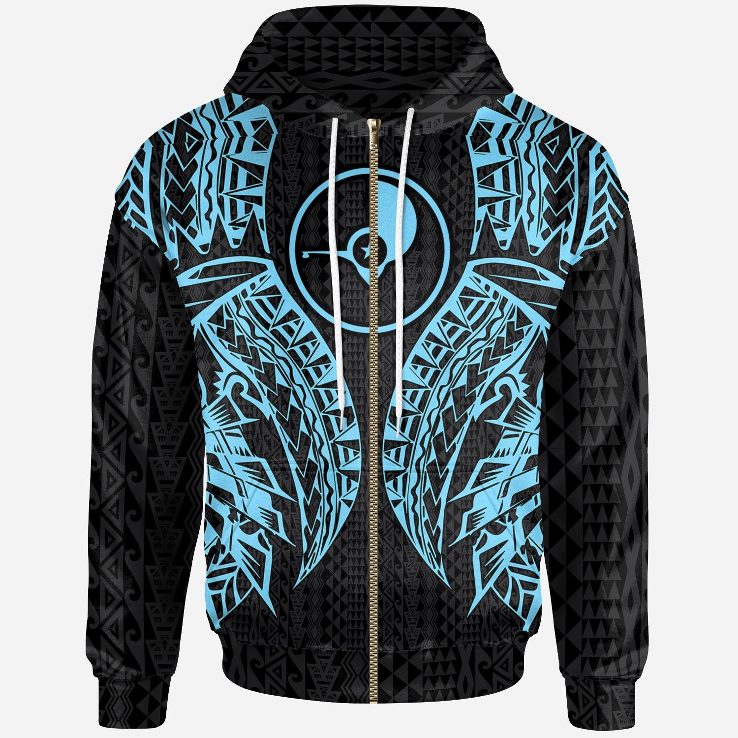 Yap Zip up Hoodie Polynesian Lion Head Neon Style Unisex Neon - Polynesian Pride