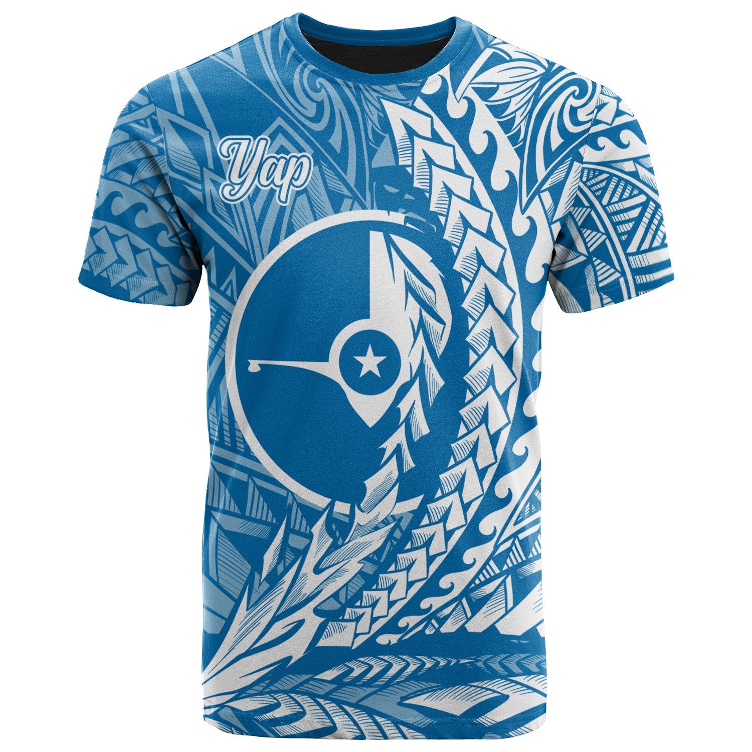 Yap State T Shirt Wings Style Flag Color Unisex Blue - Polynesian Pride