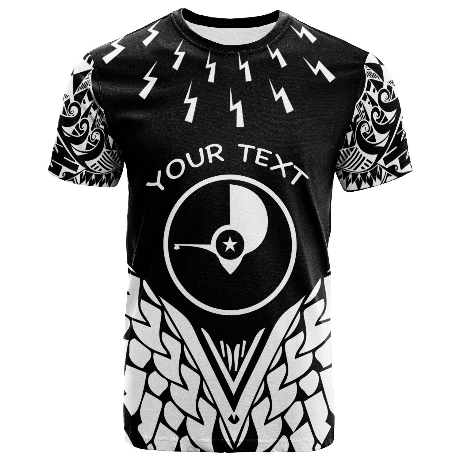 Yap Custom T Shirt Thunder Bolt Seamless Pattern White Unisex Art - Polynesian Pride