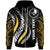 Yap Custom Zip Hoodie Yap Strong Fire Pattern Gold Unisex Black - Polynesian Pride