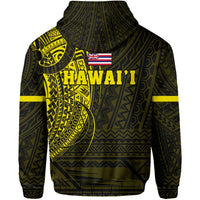 Polynesian Kakau Kanaka Flag of Hawaii Zip Hoodie Yellow - Polynesian Pride