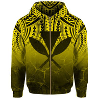 Hawaii Polynesian Kanaka Map Eruption Hoodie Zip Roman Style Yellow - Polynesian Pride