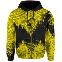 Hawaii Polynesian Hoodie Zip Warrior Ikaika Benjamin Style Yellow - Polynesian Pride