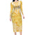 Polynesian Long Sleeves Bodycon Dress Tapa Plumeria Style - Yellow LT7 Long Dress Yellow - Polynesian Pride