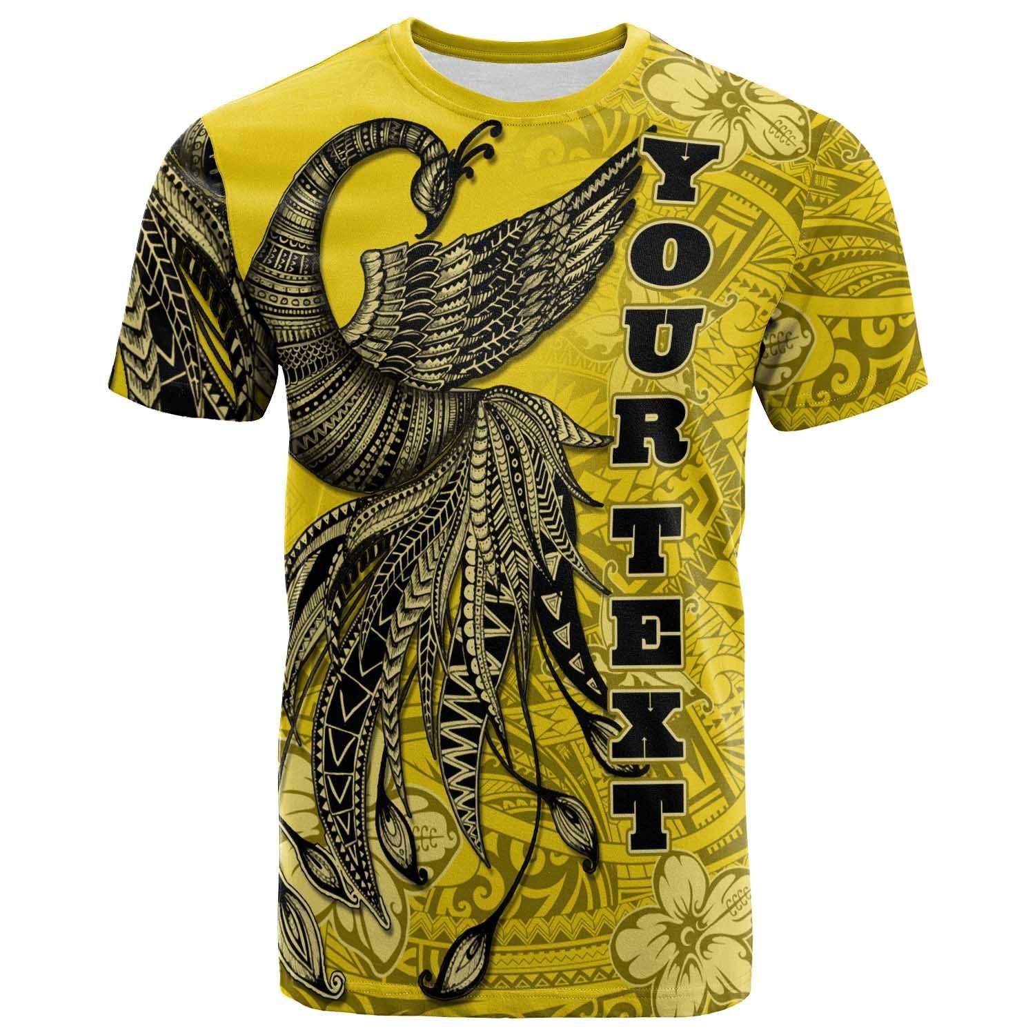 Kanaka Maoli Custom T Shirt Polynesian Phoenix Bird, Fairytales Bird Yellow Unisex Yellow - Polynesian Pride