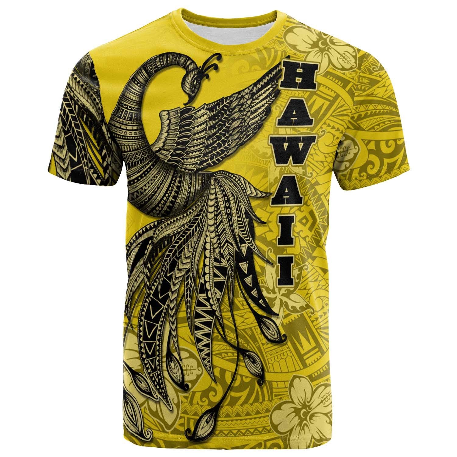 Hawaii T Shirt Polynesian Phoenix Bird, Fairytales Bird Yellow Unisex Yellow - Polynesian Pride