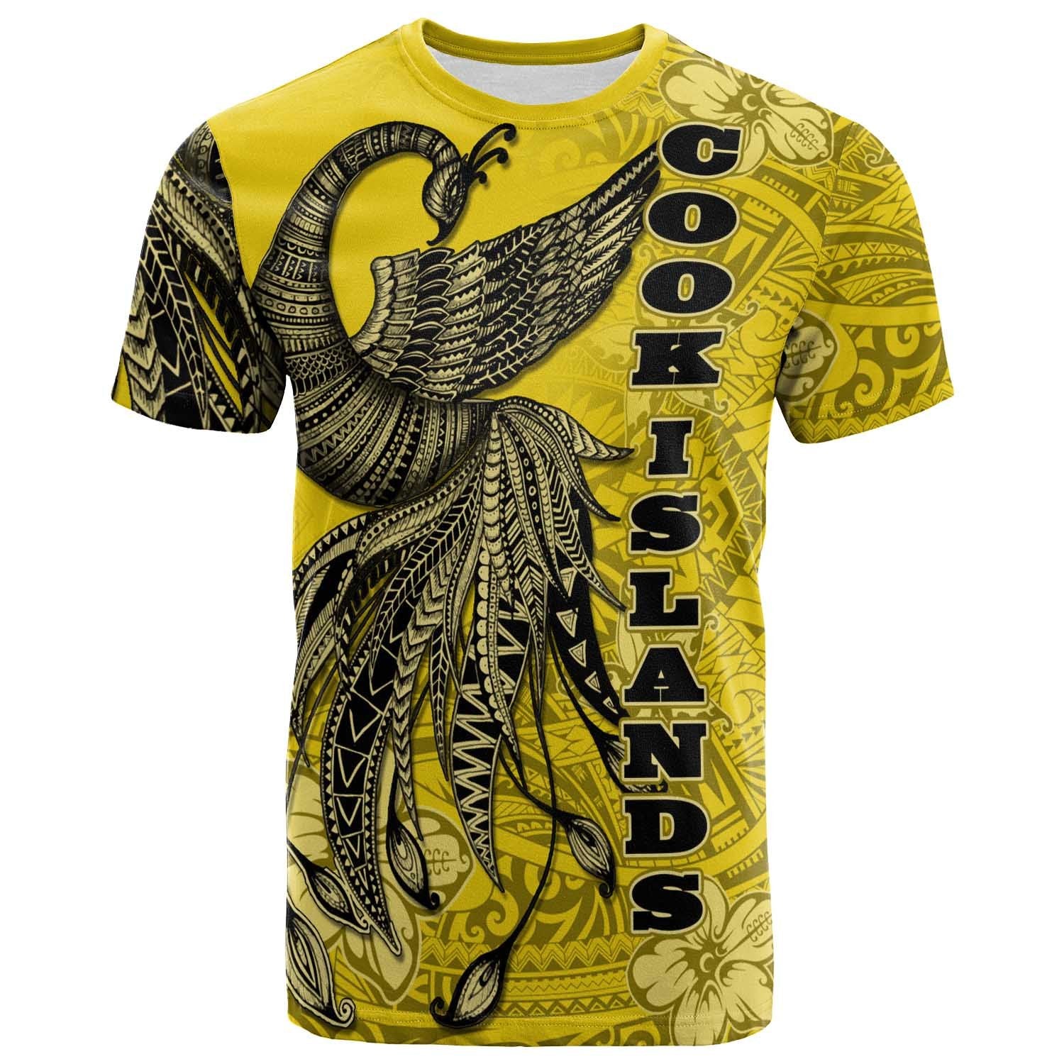 Cook Islands T Shirt Polynesian Phoenix Bird, Fairytales Bird Yellow Unisex Yellow - Polynesian Pride