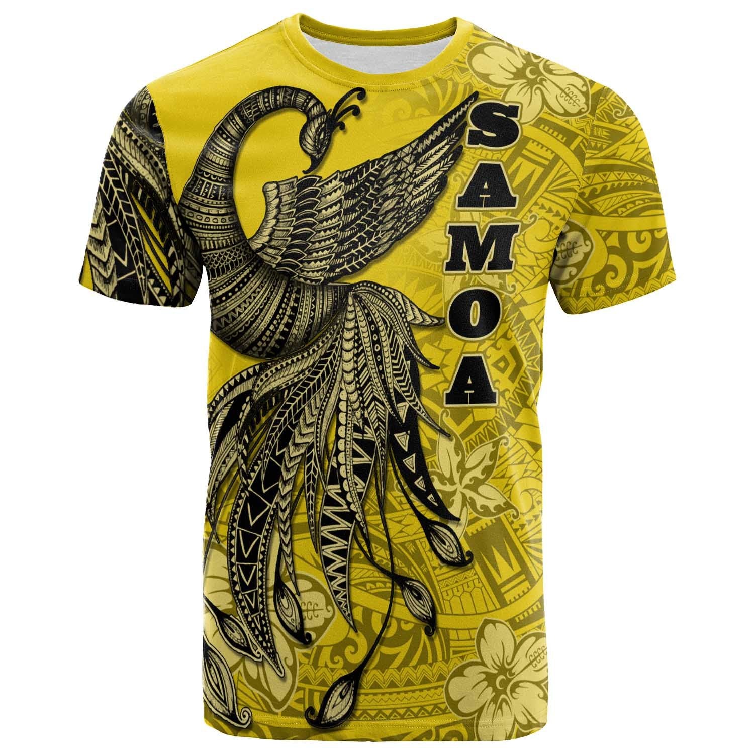 Samoa T Shirt Polynesian Phoenix Bird, Fairytales Bird Yellow Unisex Yellow - Polynesian Pride