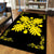 Hawaiian Quilt Maui Plant And Hibiscus Pattern Area Rug - Yellow Black - AH - Polynesian Pride