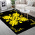 Hawaiian Quilt Maui Plant And Hibiscus Pattern Area Rug - Yellow Black - AH - Polynesian Pride