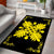 Hawaiian Quilt Maui Plant And Hibiscus Pattern Area Rug - Yellow Black - AH - Polynesian Pride