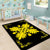 Hawaiian Quilt Maui Plant And Hibiscus Pattern Area Rug - Yellow Black - AH - Polynesian Pride