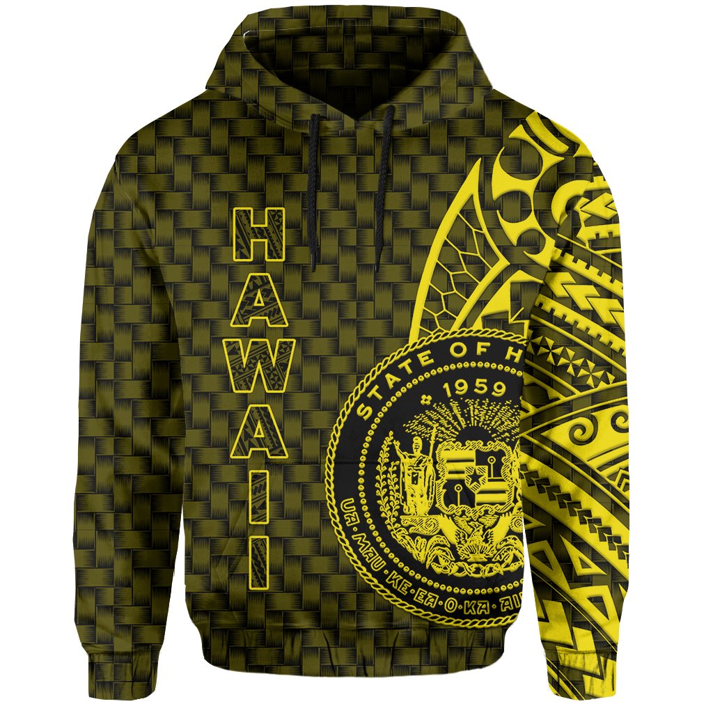 Hawaii Polynesian Hoodie Yellow Emboss Style - Polynesian Pride