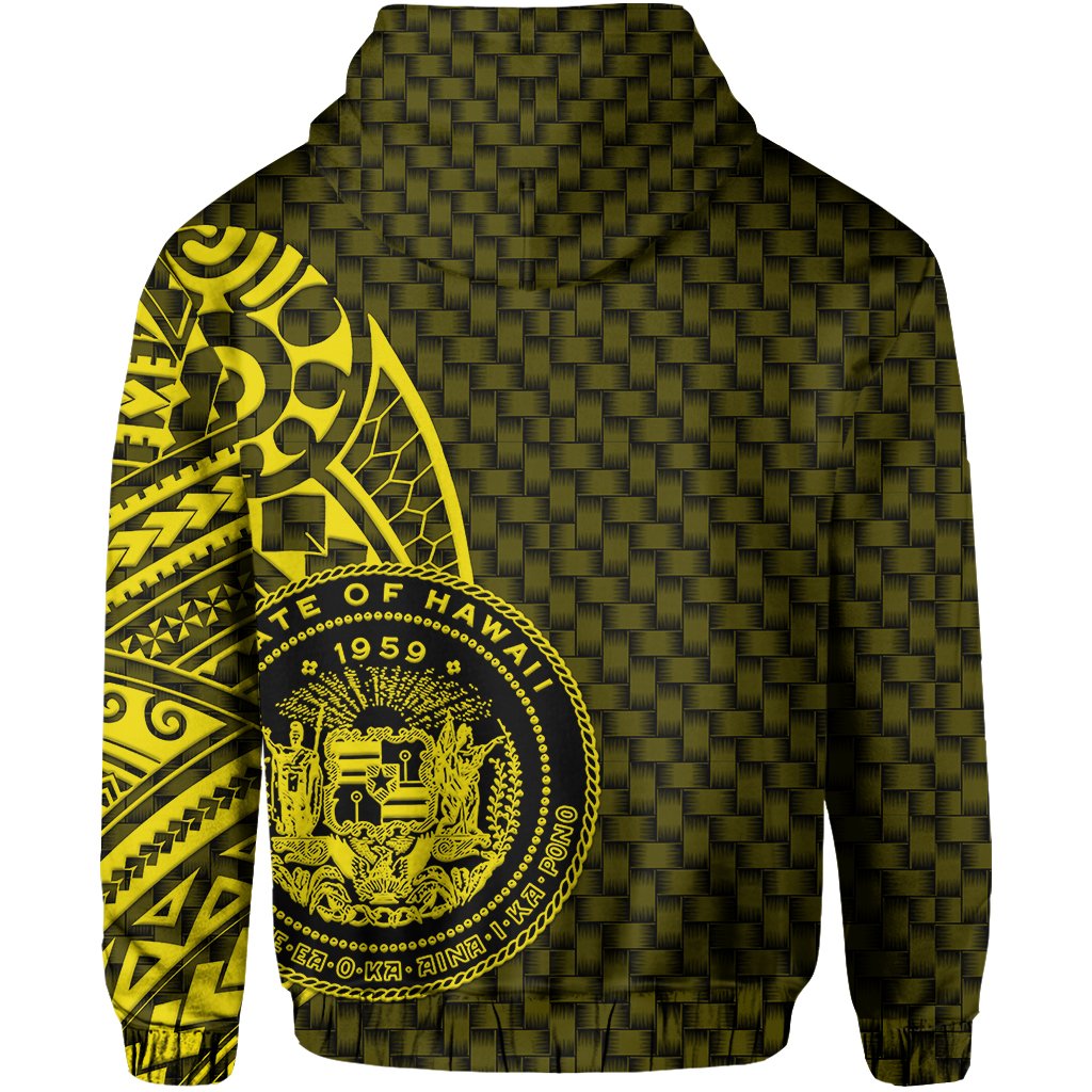 Hawaii Polynesian Zipper Hoodie Yellow Emboss Style - Polynesian Pride