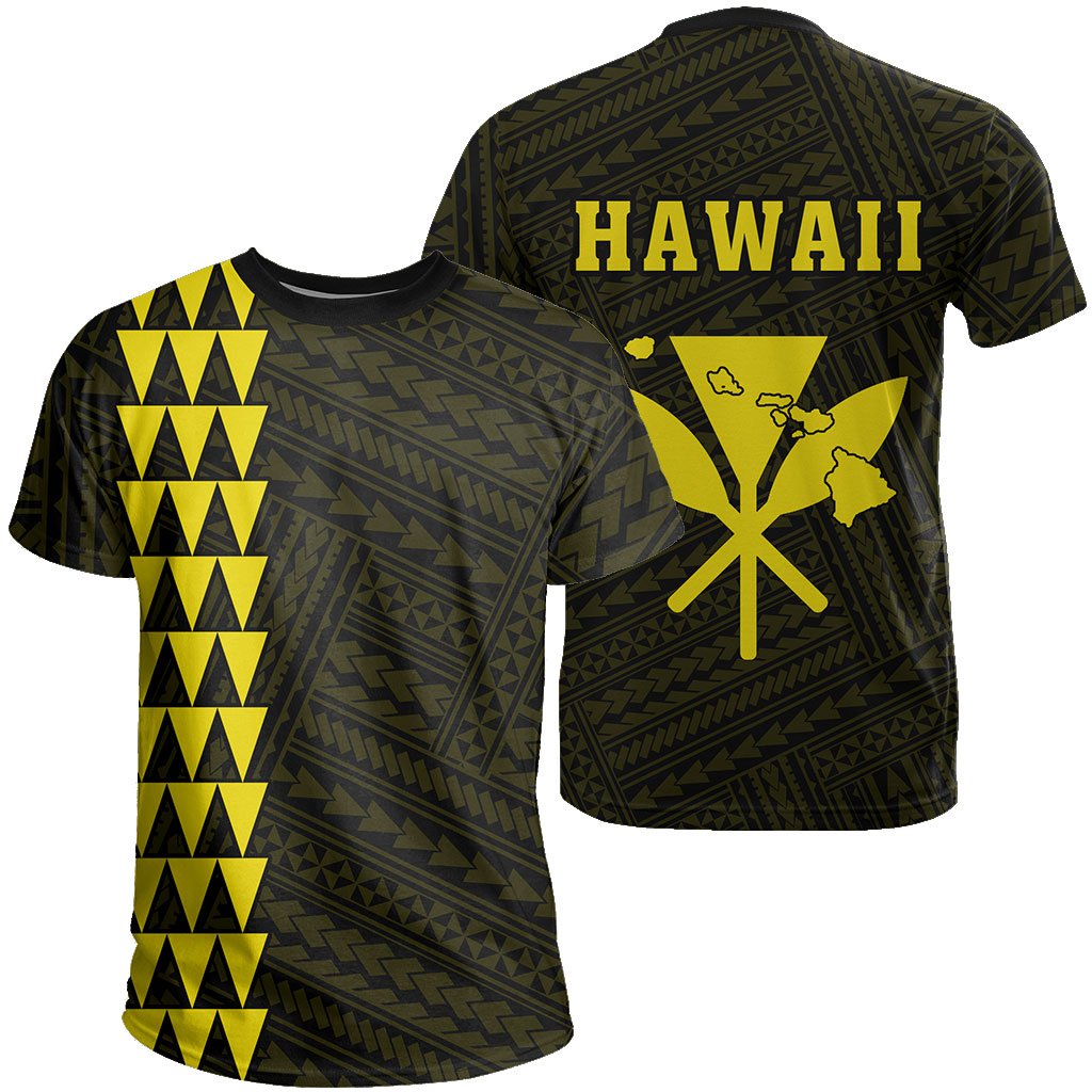 Hawaii Kakau Kanaka Map T Shirt Yellow Unisex Yellow - Polynesian Pride