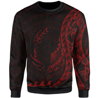 Tokelau Sweatshirt - Custom Personalised Polynesian Pattern Style Red Color Unisex Red - Polynesian Pride
