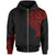 Kiribati Zip Hoodie Kiribati Tatau Red Patterns With Coat of Arms Unisex Black - Polynesian Pride