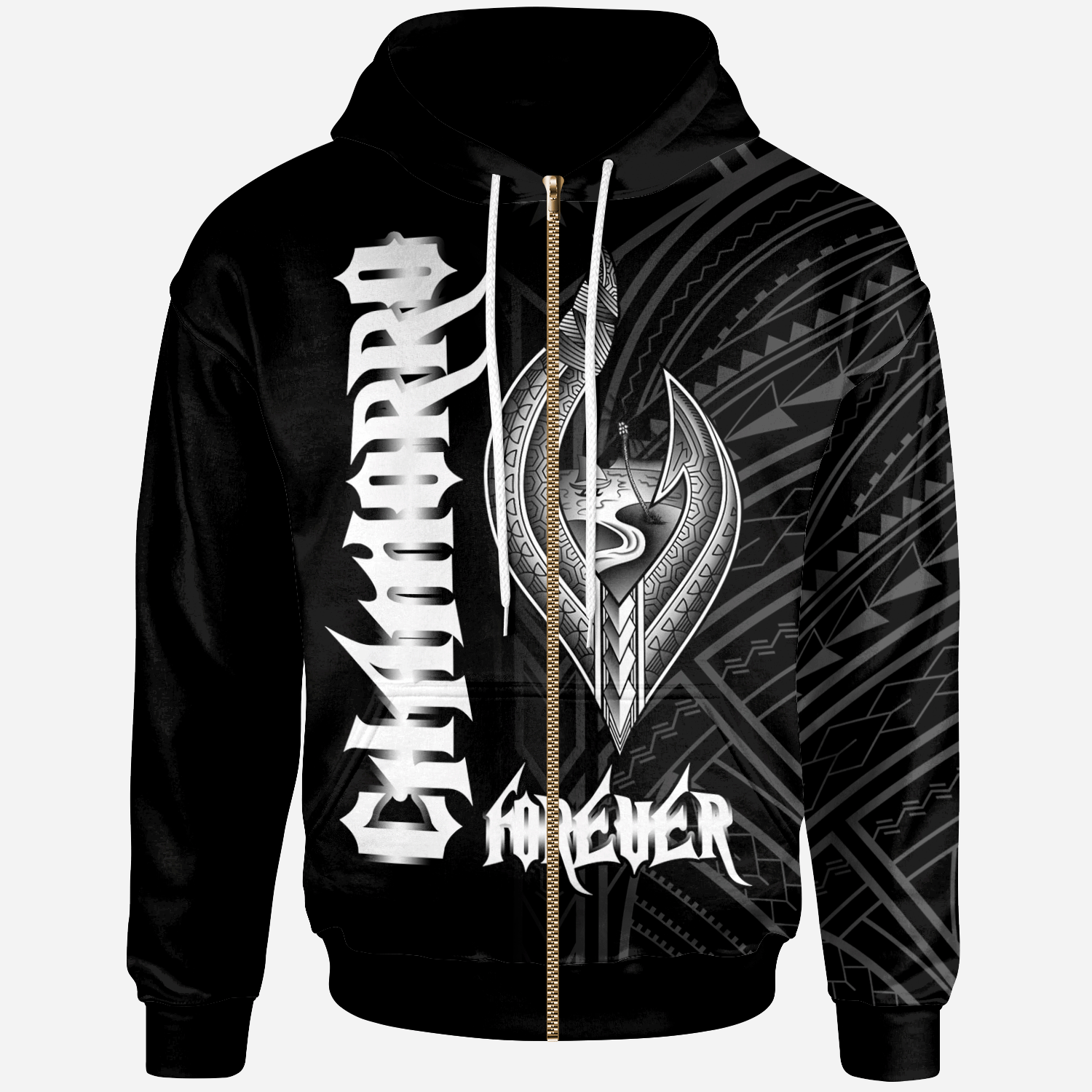 Guam Zip Hoodie Chamorro Forever Unisex Black - Polynesian Pride