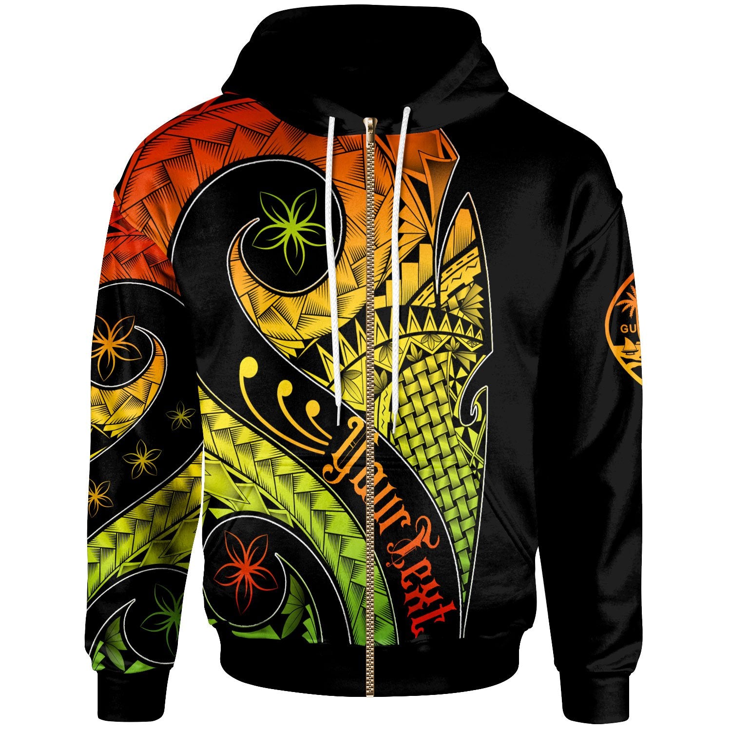 Guam Custom Zip up Hoodie Guam Polynesian Decorative Patterns Unisex Black - Polynesian Pride