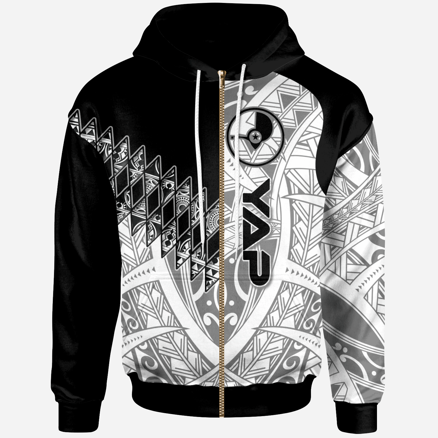 Yap Zip Hoodie Symmetry Style Unisex Black - Polynesian Pride