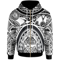 Polynesian Zip up Hoodie Guam Flag, Seal with Maui Moana Tattoo Unisex Reggae - Polynesian Pride