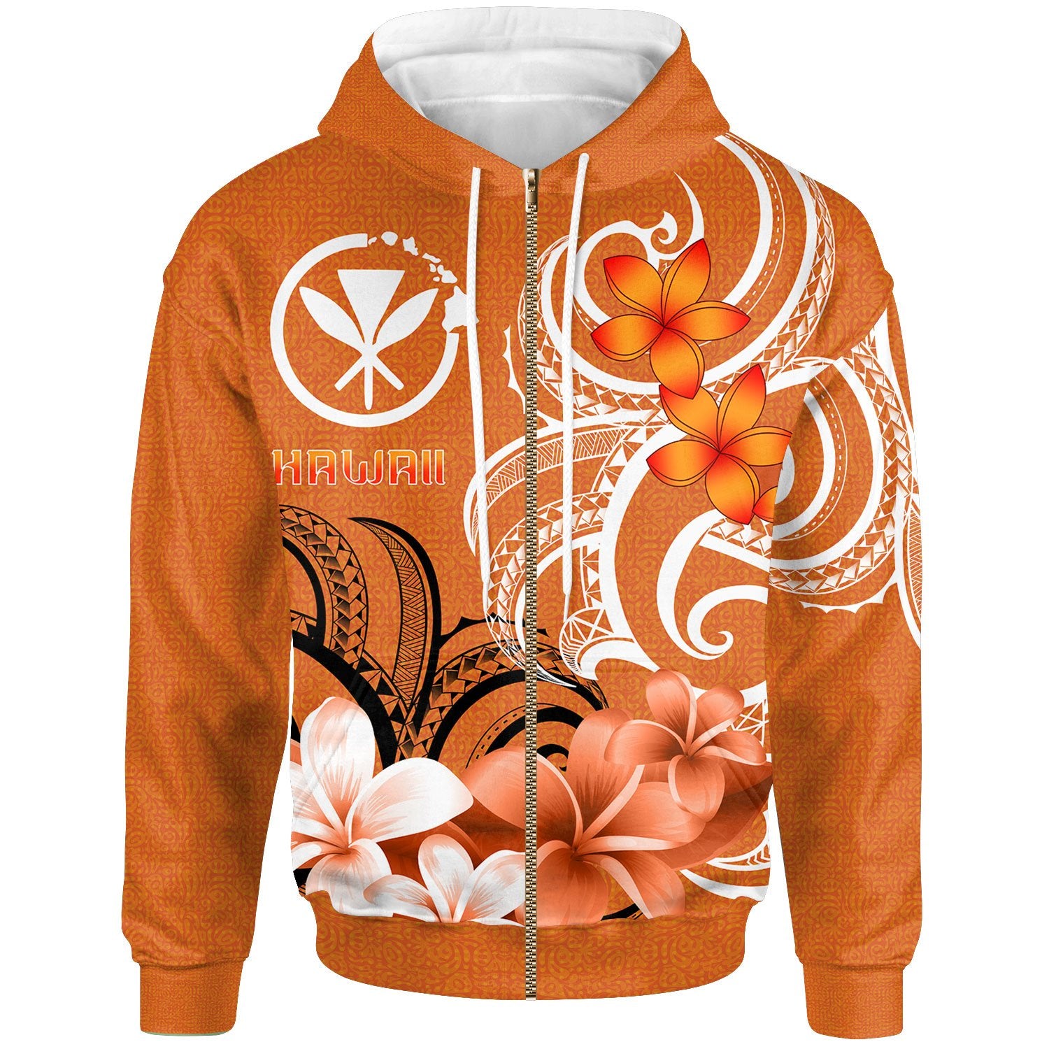 Hawaii Zip up Hoodie Hawaiian Spirit Unisex Orange - Polynesian Pride