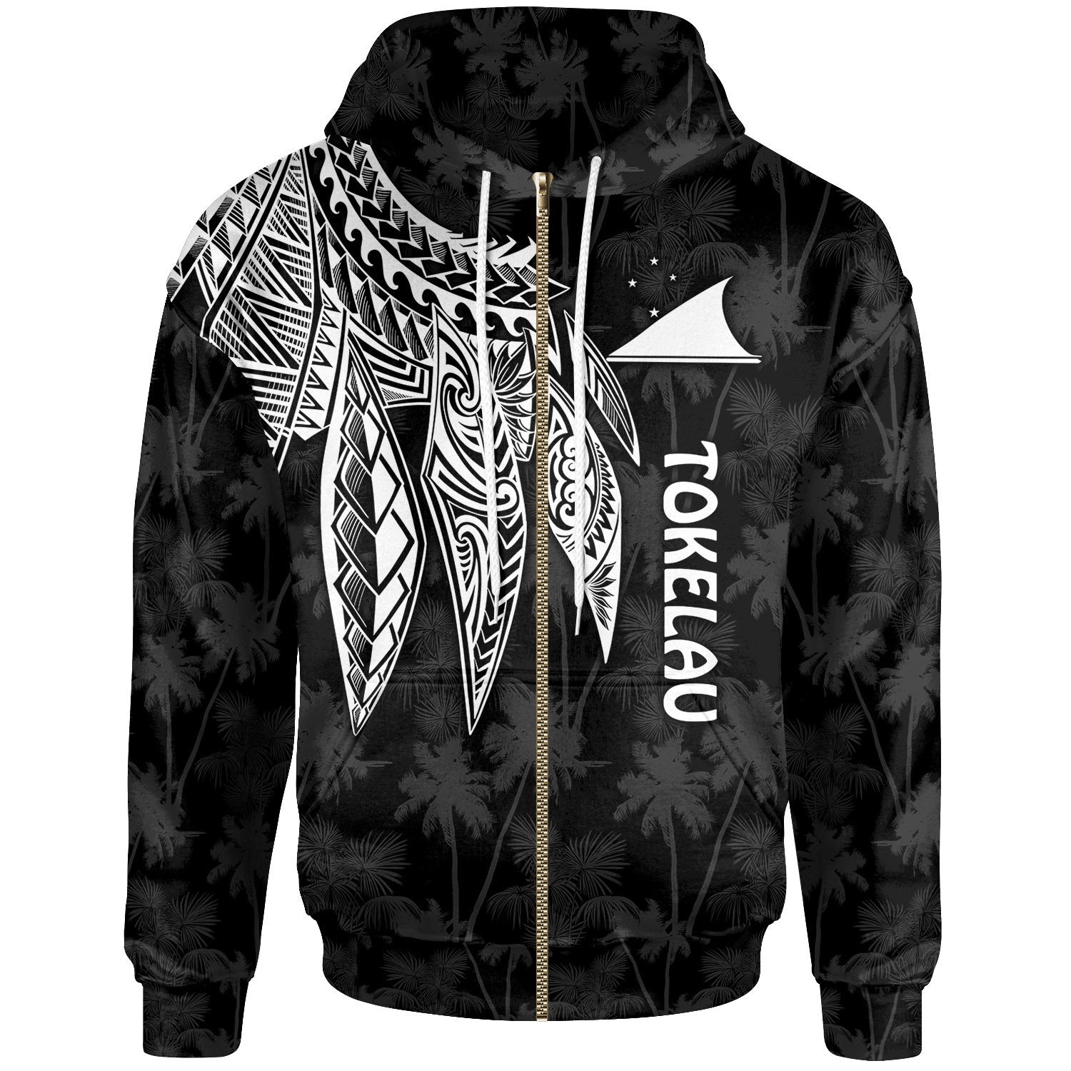 Tokelau Polynesian Zip up Hoodie Polynesian Wings (White) Unisex White - Polynesian Pride