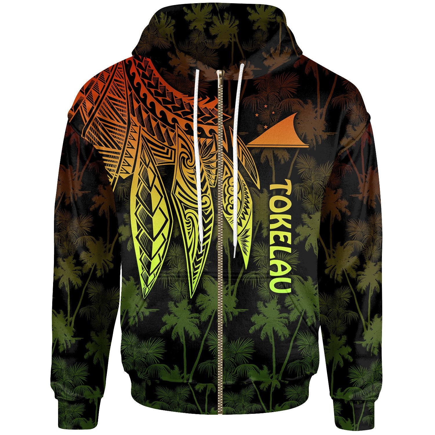 Tokelau Polynesian Zip up Hoodie Polynesian Wings (Reggae) Unisex Reggae - Polynesian Pride