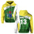 Custom Cook Islands Rugby Zip Hoodie Fresh Lifestyle Custom Text and Number Unisex Green - Polynesian Pride