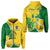 Custom Cook Islands Rugby Zip Hoodie Polynesian Turtle Custom Text and Number LT13 Unisex Yellow - Polynesian Pride