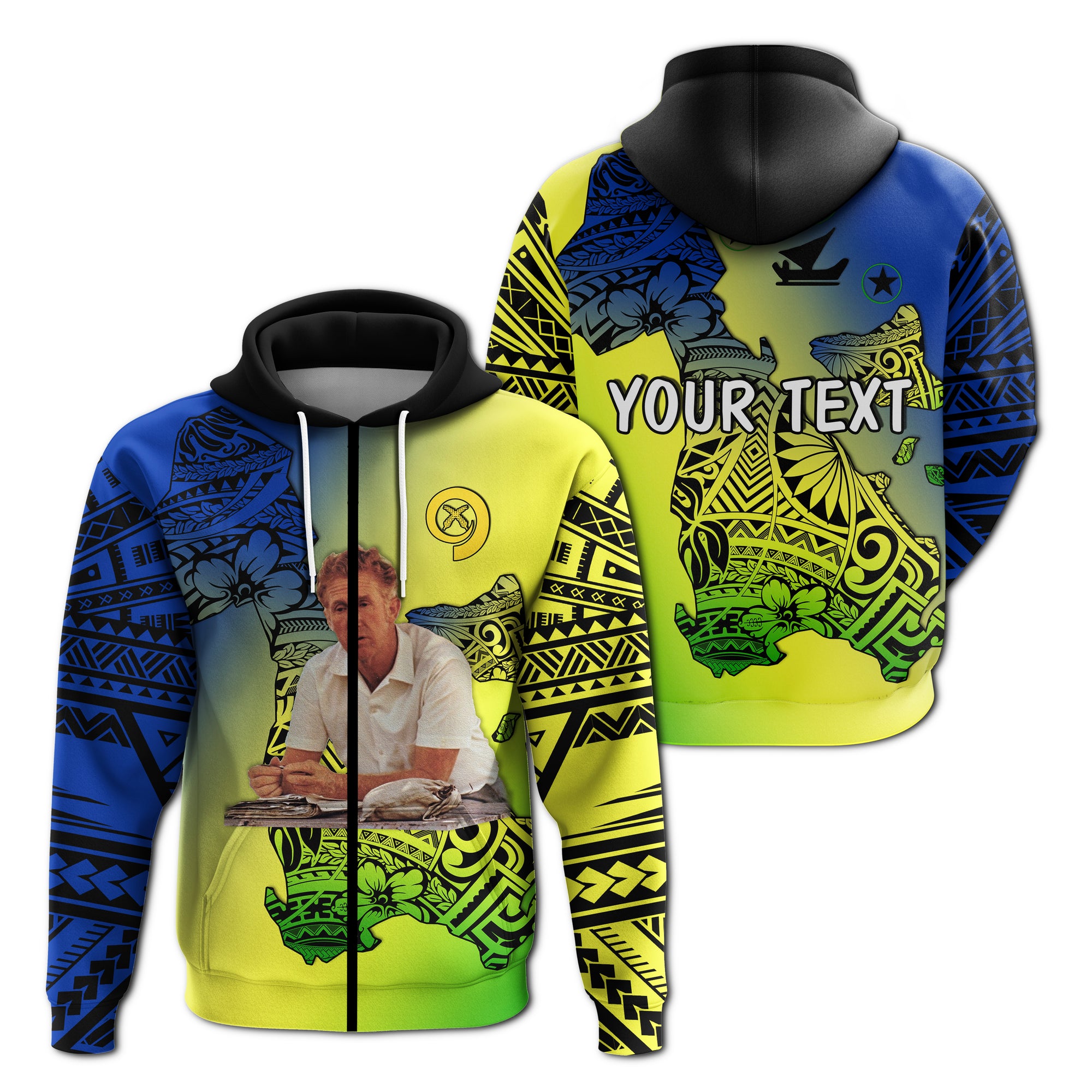 Custom Vanuatu Darvall Wilkins Zip Hoodie Proud of Malampa LT13 Unisex Yellow - Polynesian Pride