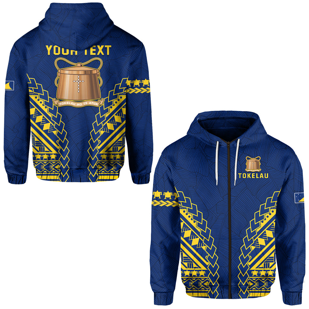 Custom Tokelau Zip Hoodie Coconut Palm Leaf LT13 Unisex Blue - Polynesian Pride