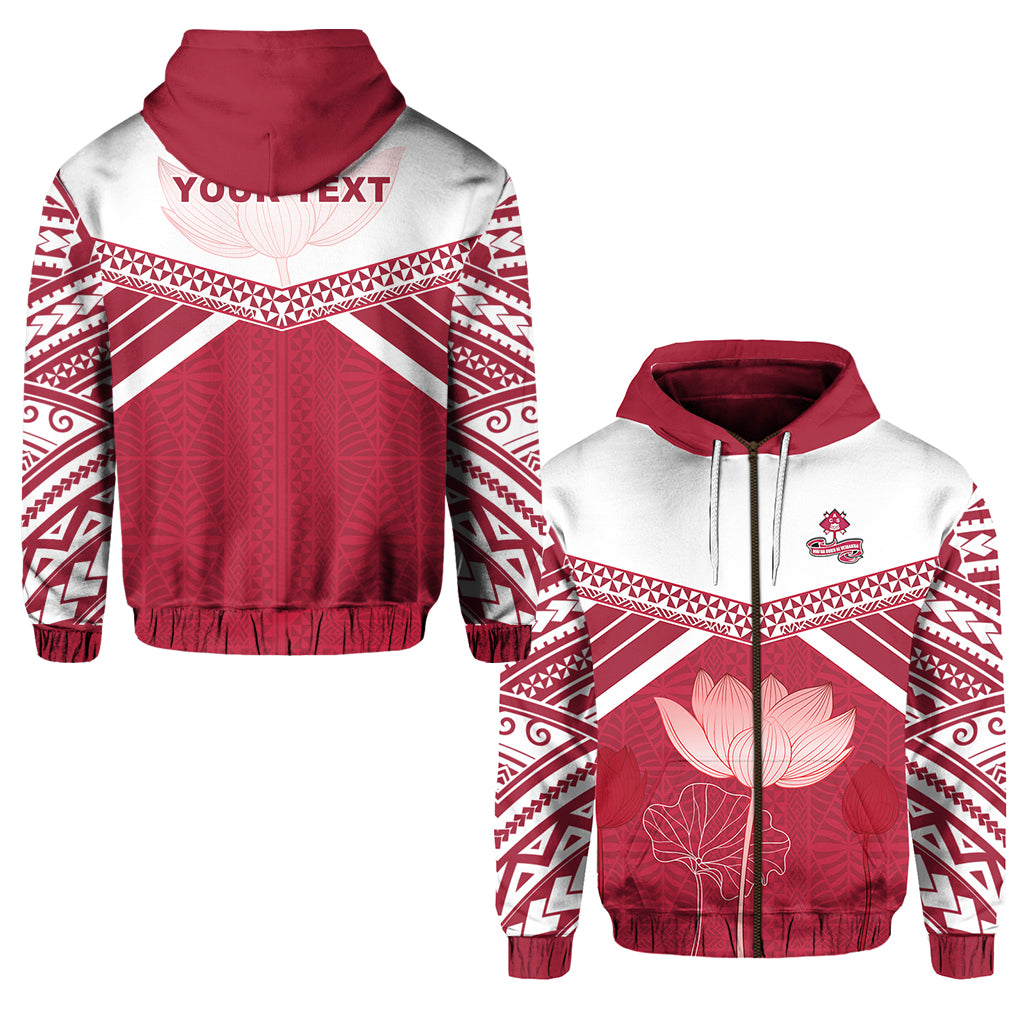 Custom Adi Cakobau Zip Hoodie Fiji School LT13 Unisex Crimson - Polynesian Pride