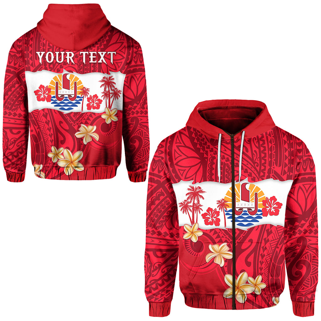 Custom Tahiti Polynesian Zip Hoodie Mythical Destination LT13 Unisex Red - Polynesian Pride