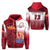 Custom Tahiti Rugby Zip Hoodie Impressive Custom Text and Number Unisex Red - Polynesian Pride