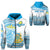 Custom Tuvalu Rugby Zip Hoodie Special Custom Text and Number Unisex Blue - Polynesian Pride