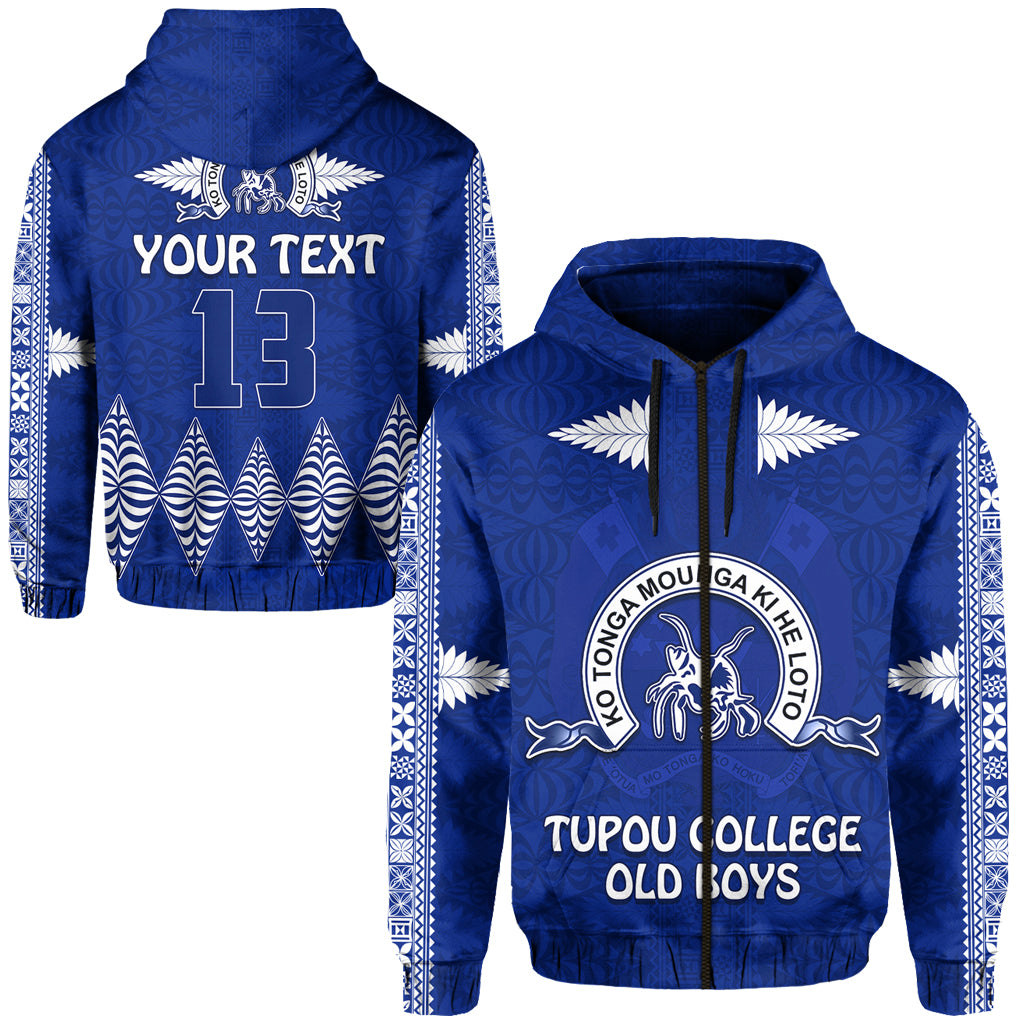 Custom Tupou College Zip Hoodie Always Proud of Old Boys Toloa LT13 Unisex Blue - Polynesian Pride