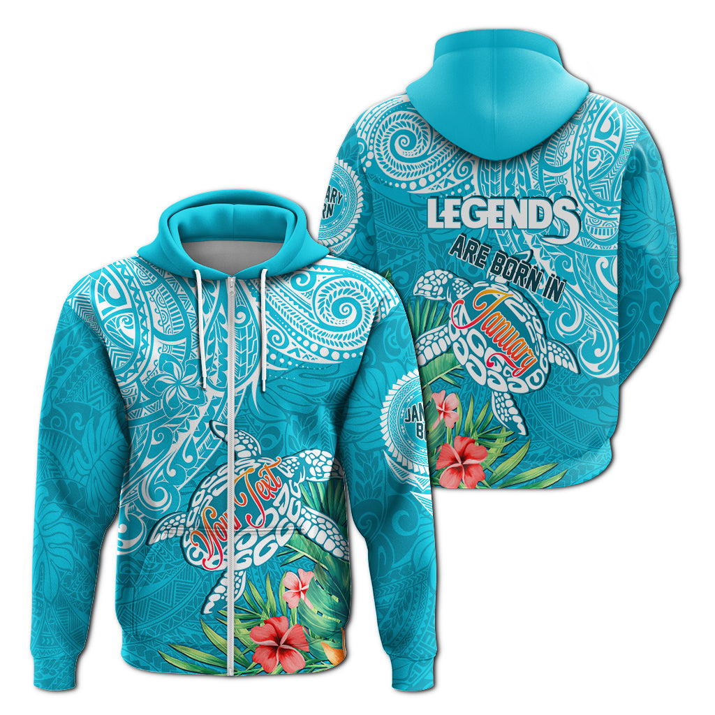 Custom Polynesian Birthday Zip up Hoodie Legends Are Born In January LT7 - Polynesian Pride