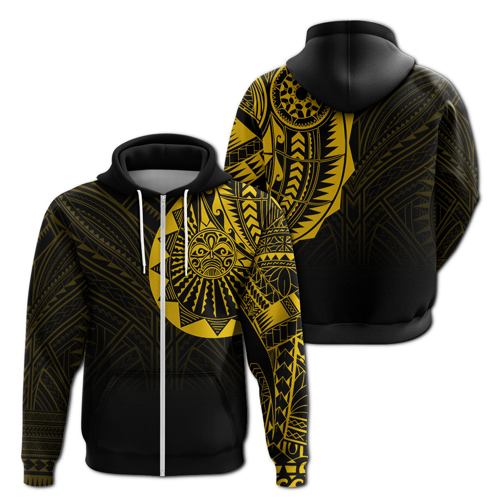 Polynesian Full Sleeve Tattoo Zip up Hoodie Gold Vibes LT7 - Polynesian Pride