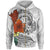 Tonga Zip Hoodie Tropical Flowers White Patterns Style Unisex White - Polynesian Pride