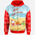Mele Kalikimaka Zip Hoodie Santa Claus and Reindeer On The Beach Red Color Unisex Red - Polynesian Pride